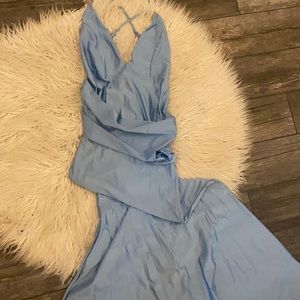 Light blue satin maxi dress size M